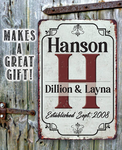 Personalized - Monogram Family - Metal Sign