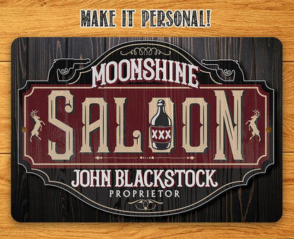 Personalized - Moonshine Saloon - Metal Sign