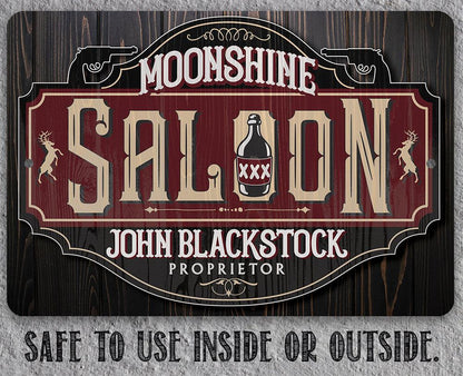 Personalized - Moonshine Saloon - Metal Sign