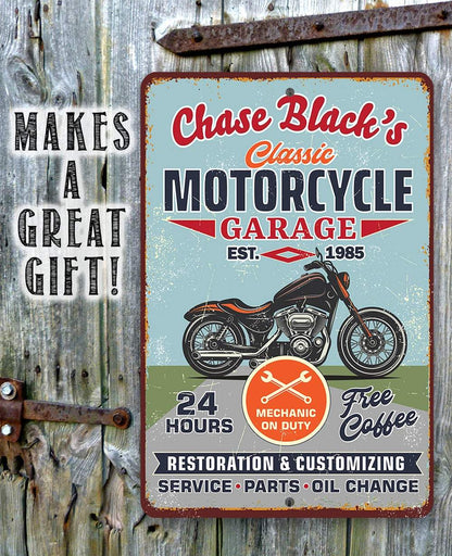 Personalized - Motorcycle Repair Garage - Metal Sign