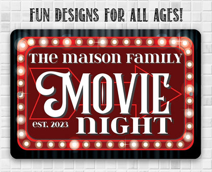 Personalized - Movie Night - Metal Sign