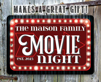 Personalized - Movie Night - Metal Sign