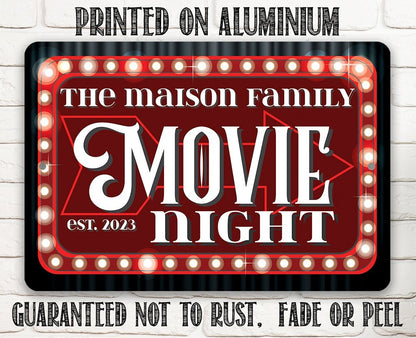 Personalized - Movie Night - Metal Sign
