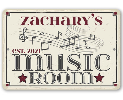 Personalized - Music Room - Metal Sign