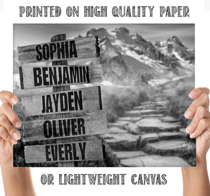 Personalized - Names Sign Post Art - Mountain Path - Print or Canvas