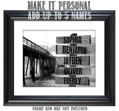 Personalized - Names Sign Post Art - Pier - Print or Canvas