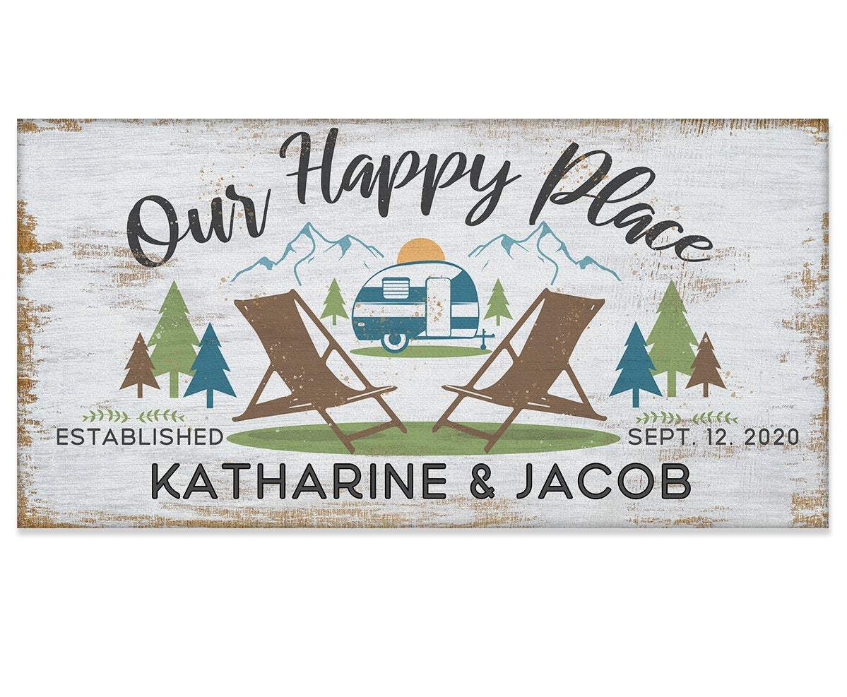 Personalized - Our Happy Place Camping - Canvas