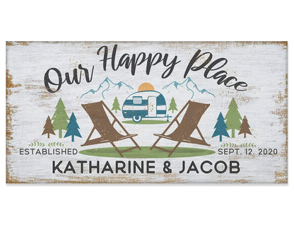 Personalized - Our Happy Place Camping - Canvas