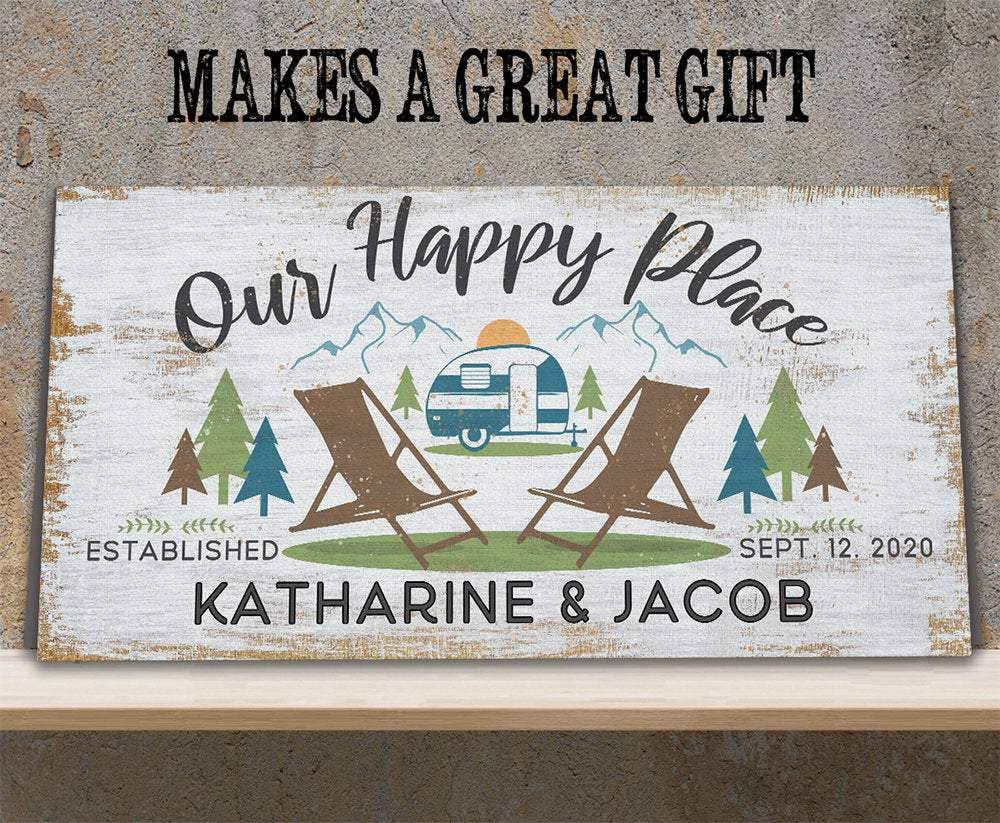 Personalized - Our Happy Place Camping - Canvas
