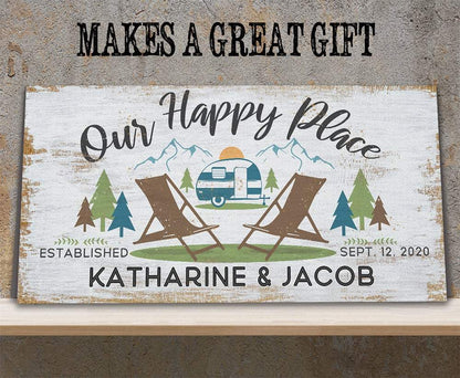 Personalized - Our Happy Place Camping - Canvas