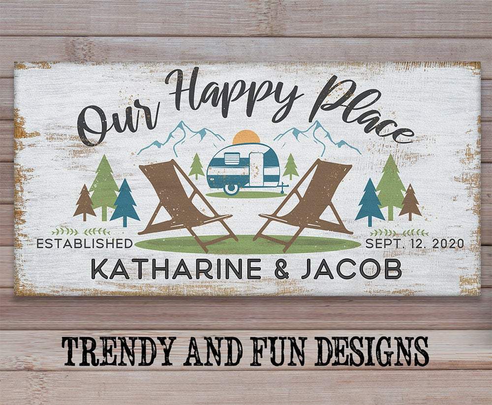 Personalized - Our Happy Place Camping - Canvas