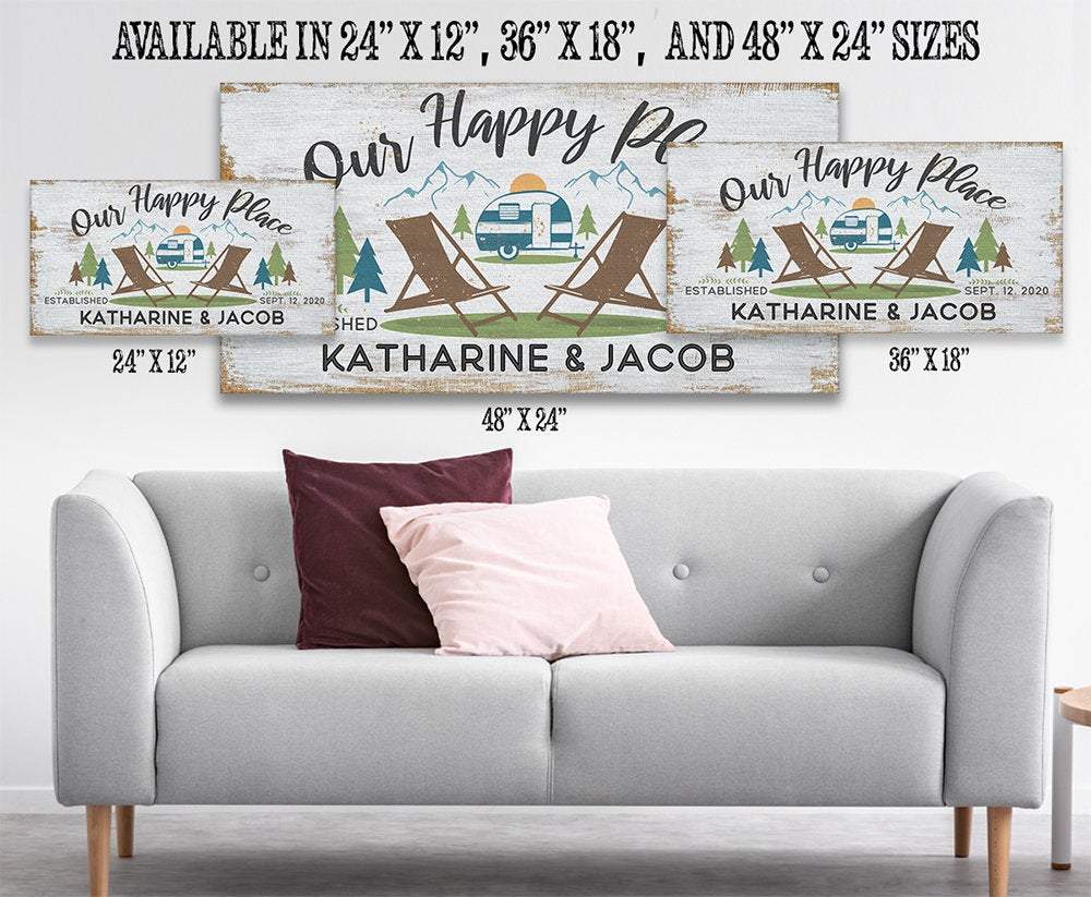 Personalized - Our Happy Place Camping - Canvas