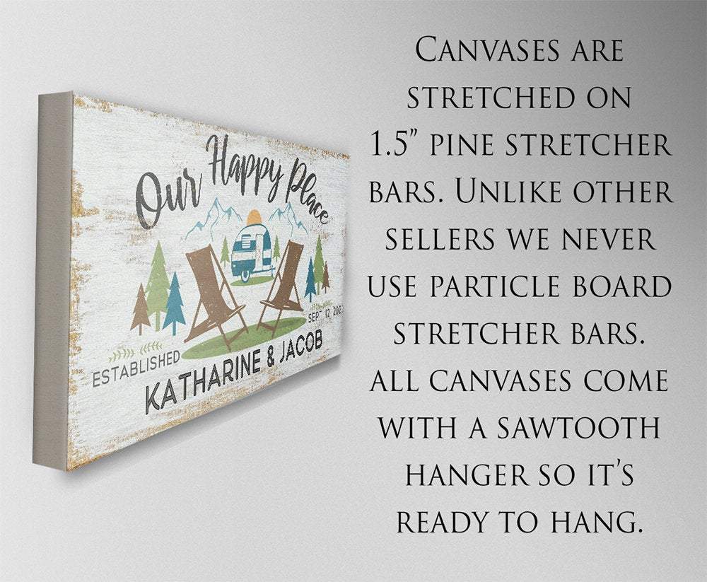 Personalized - Our Happy Place Camping - Canvas