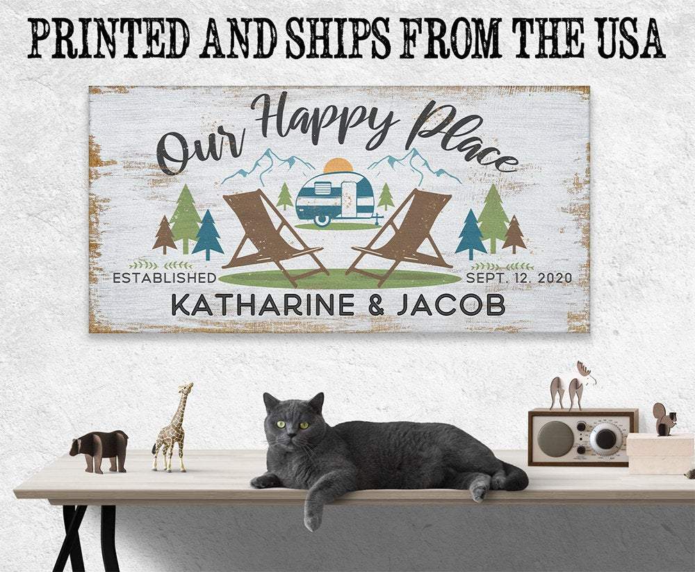 Personalized - Our Happy Place Camping - Canvas