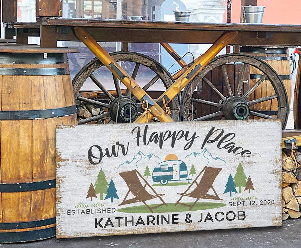 Personalized - Our Happy Place Camping - Canvas
