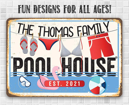 Personalized - Pool House - Metal Sign