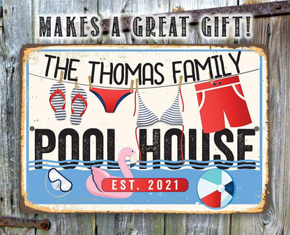 Personalized - Pool House - Metal Sign