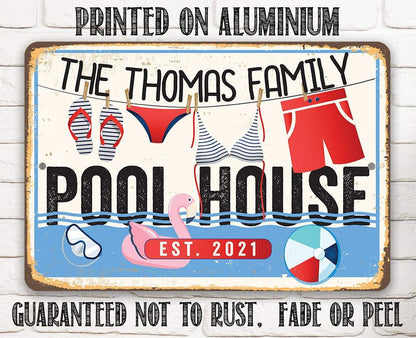 Personalized - Pool House - Metal Sign