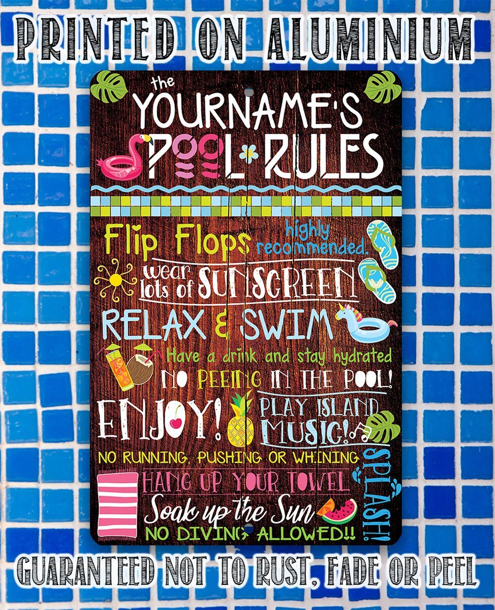 Personalized - Pool Rules - Metal Sign