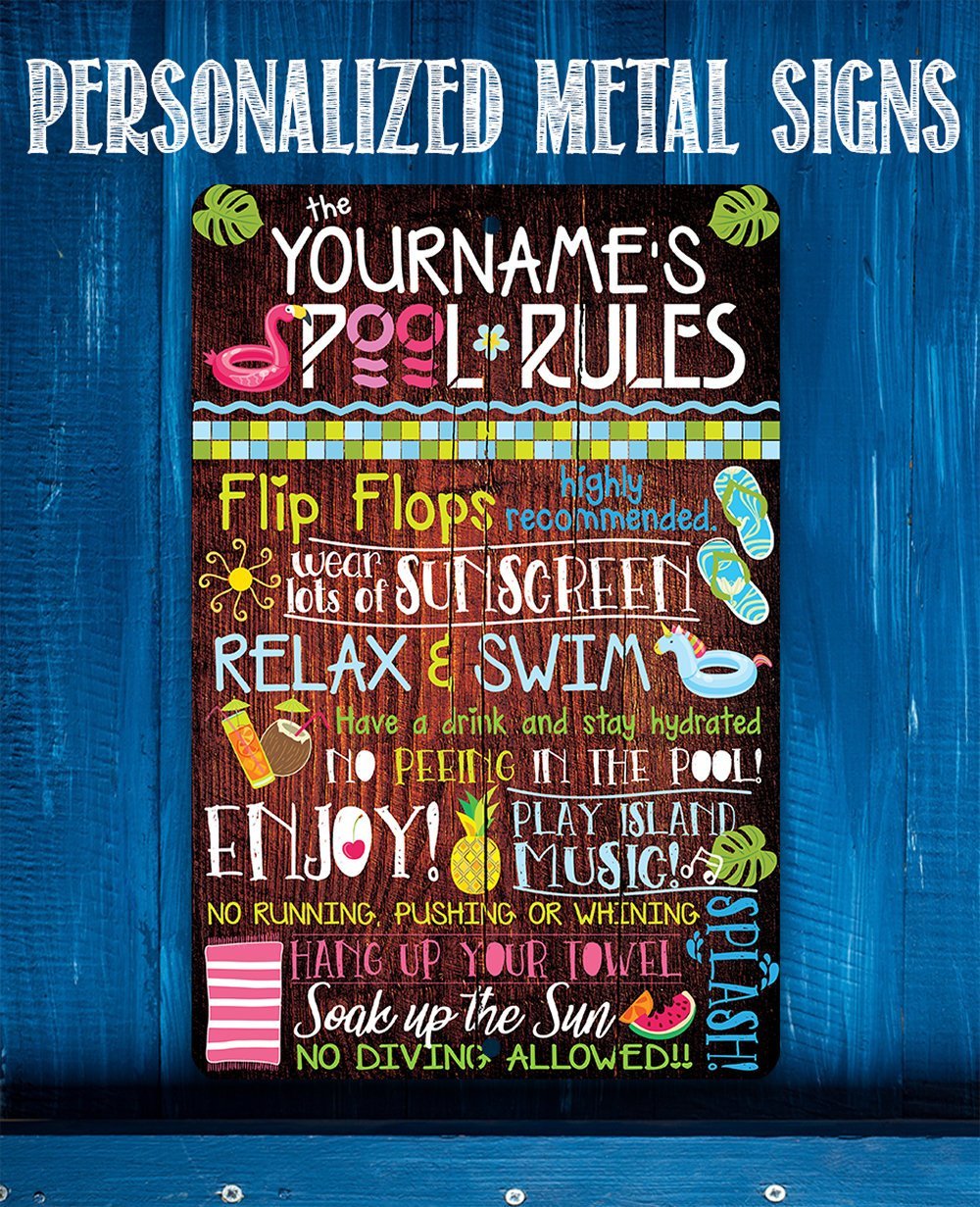 Personalized - Pool Rules - Metal Sign