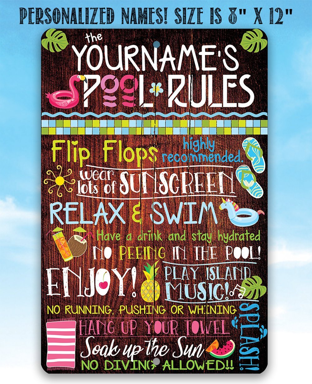 Personalized - Pool Rules - Metal Sign