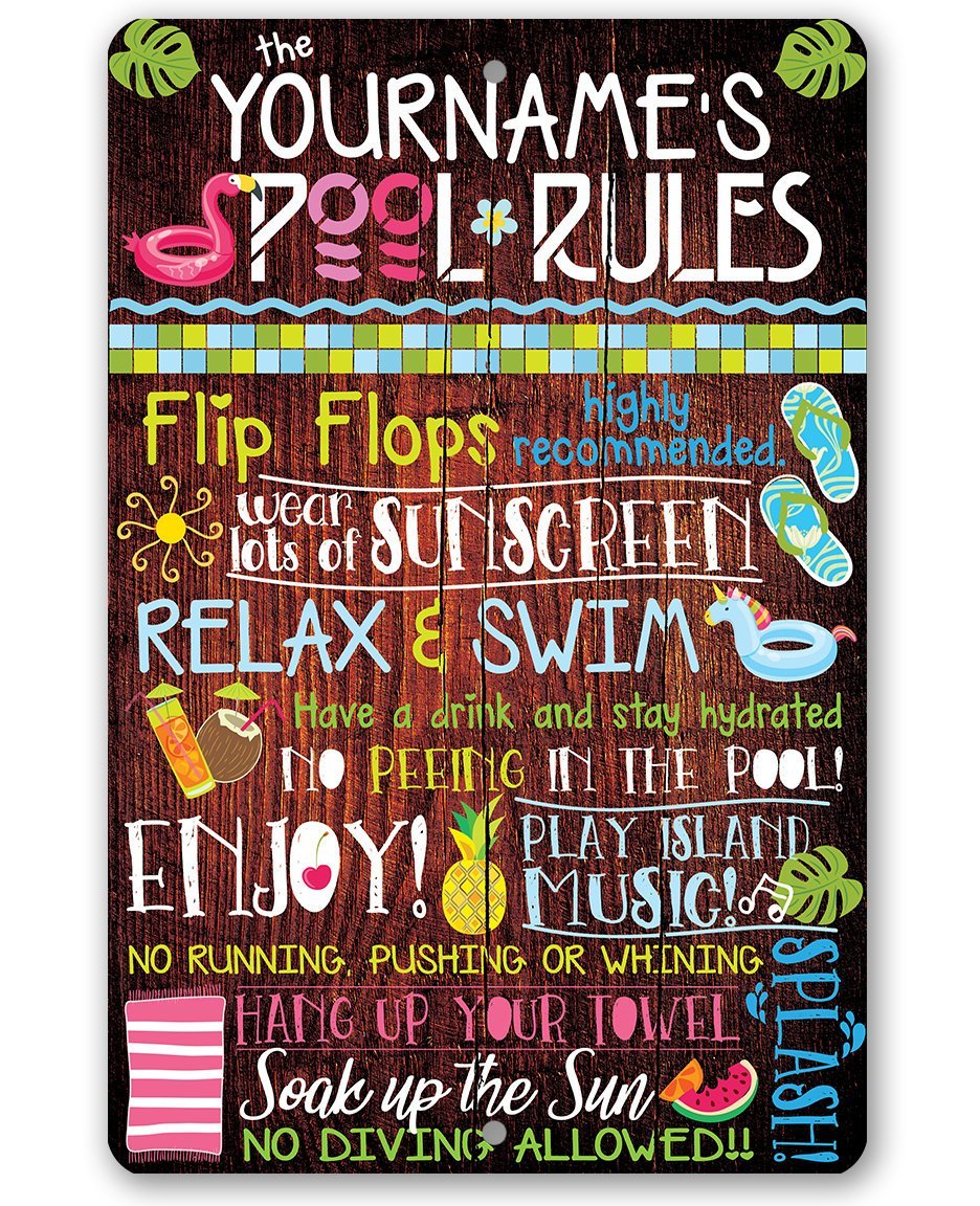 Personalized - Pool Rules - Metal Sign
