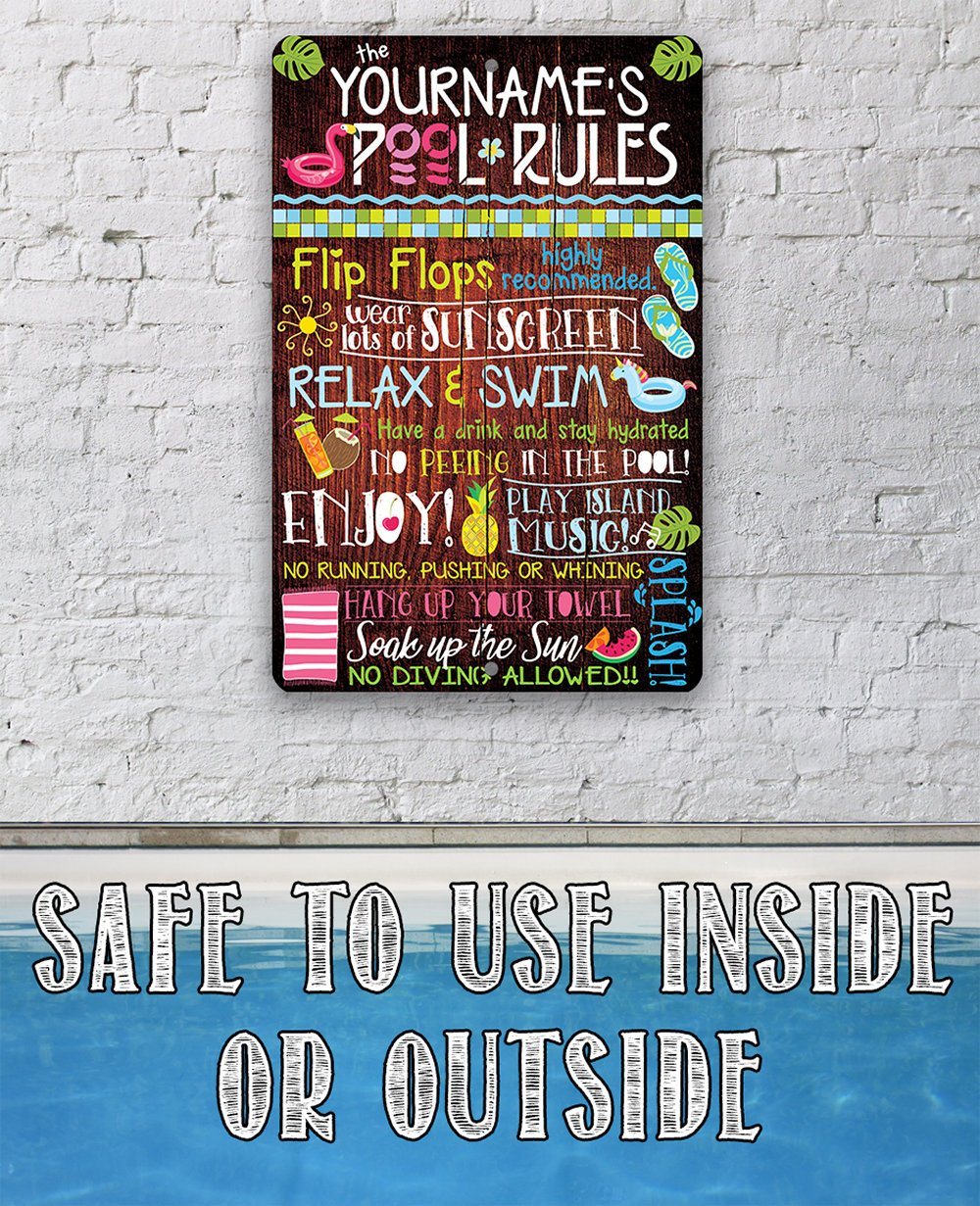 Personalized - Pool Rules - Metal Sign
