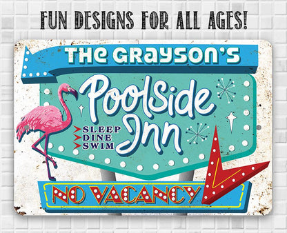 Personalized - Poolside Inn - Metal Sign