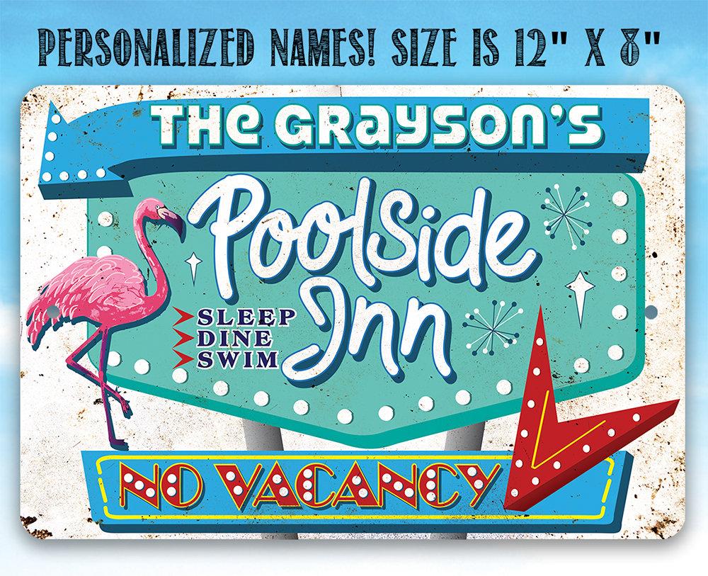 Personalized - Poolside Inn - Metal Sign