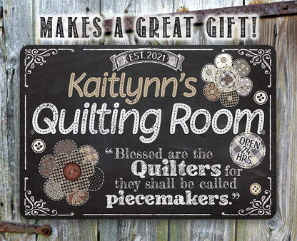 Personalized - Quilting Room - Metal Sign