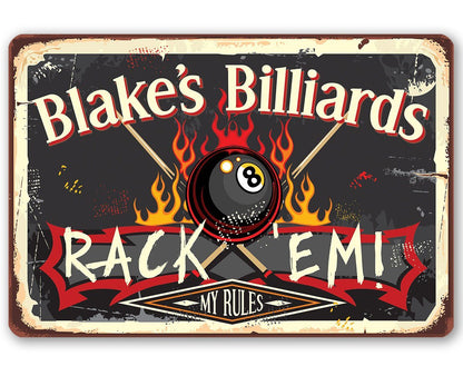 Personalized - Rack 'Em - Metal Sign