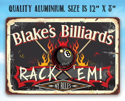 Personalized - Rack 'Em - Metal Sign