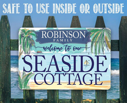 Personalized - Seaside Cottage - Metal Sign