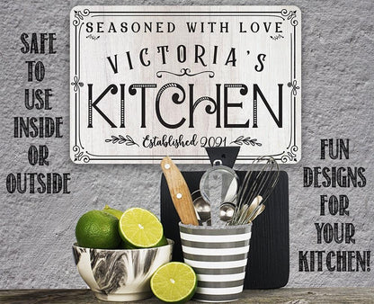Personalized - Seasoned With Love Kitchen - Metal Sign