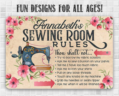 Personalized - Sewing Room Rules - Metal Sign