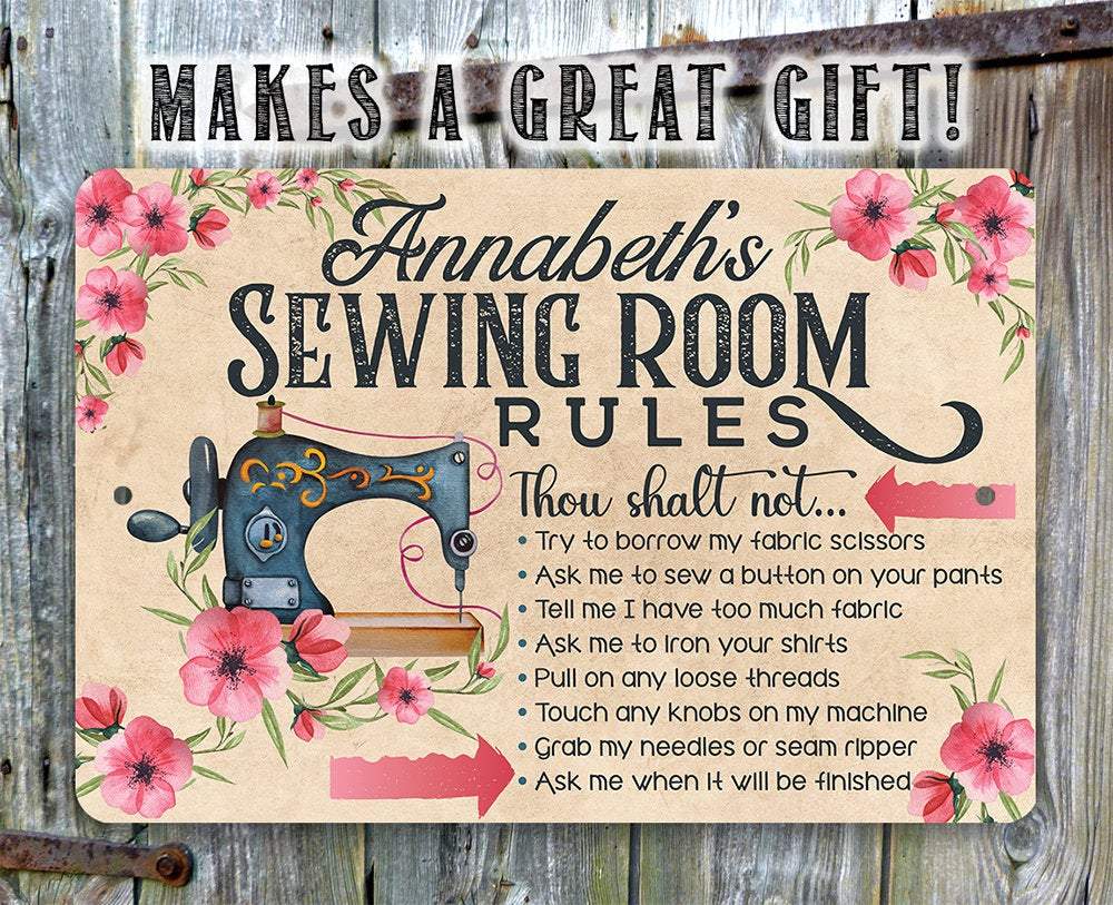 Personalized - Sewing Room Rules - Metal Sign
