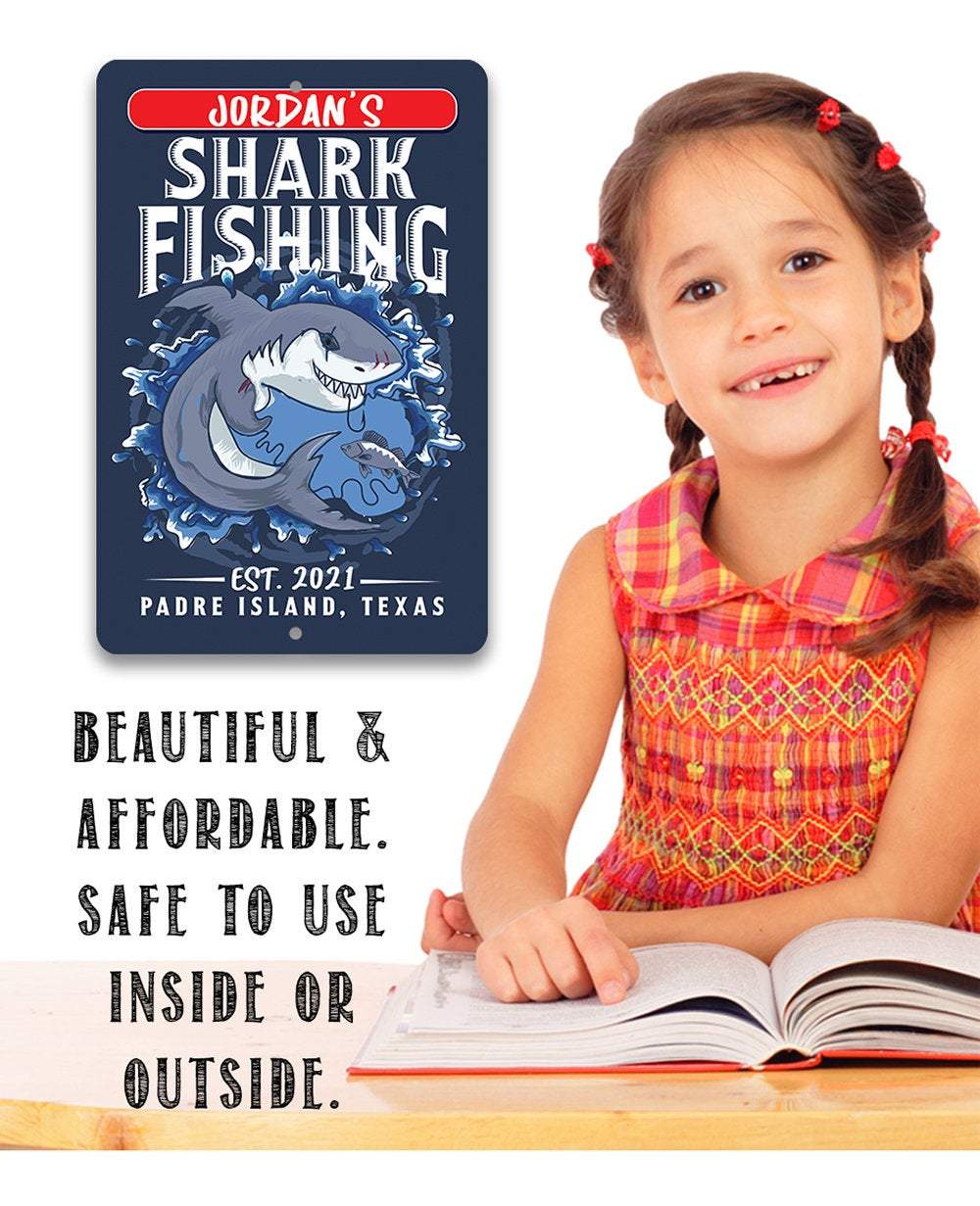 Personalized - Shark Fishing - Metal Sign