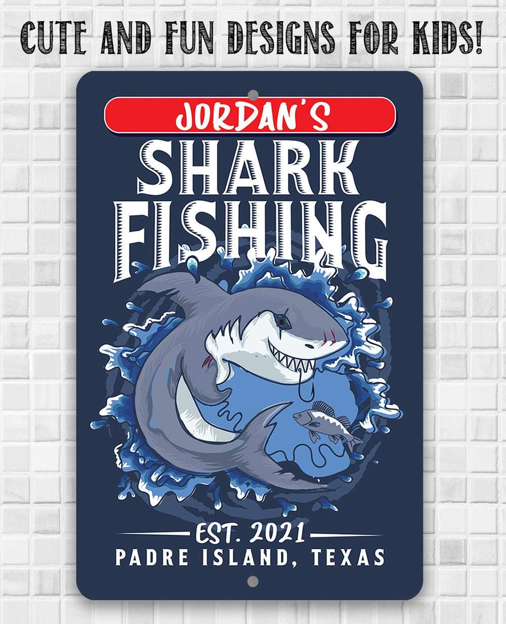 Personalized - Shark Fishing - Metal Sign