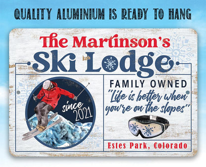 Personalized - Ski Lodge - Metal Sign