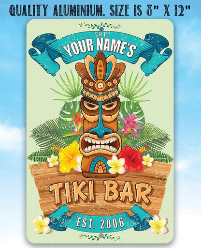 Personalized - Tiki Bar Aloha - Metal Sign