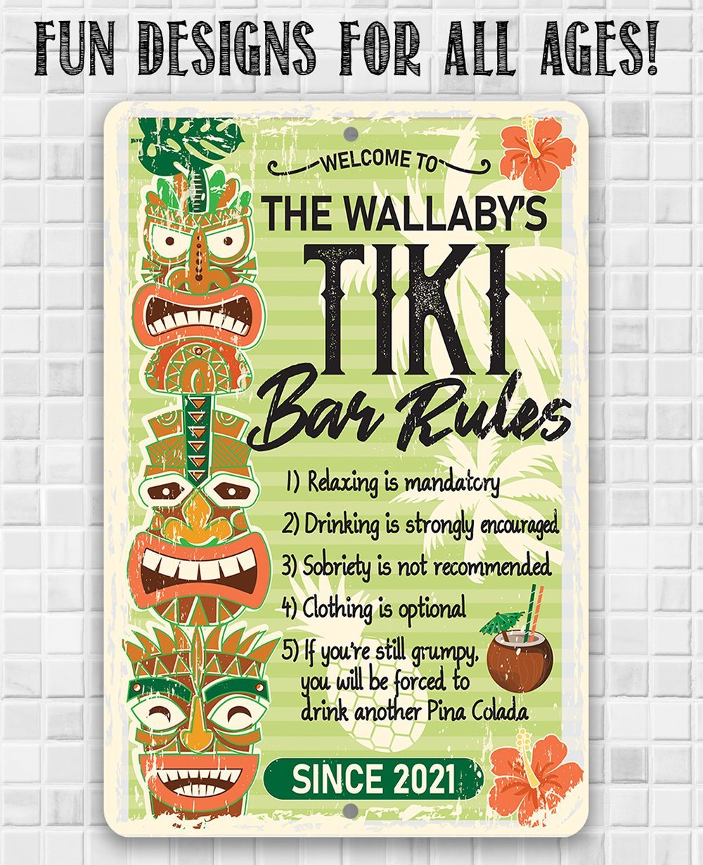 Personalized - Tiki Bar Rules - Metal Sign