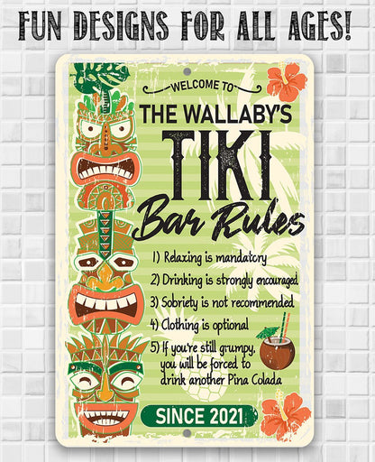 Personalized - Tiki Bar Rules - Metal Sign