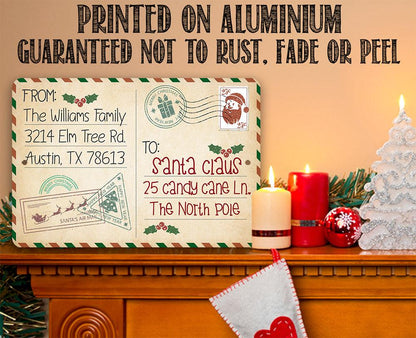 Personalized - To Santa Postcard - Metal Sign