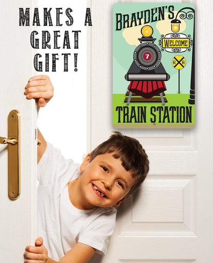 Personalized - Train Station - Metal Sign
