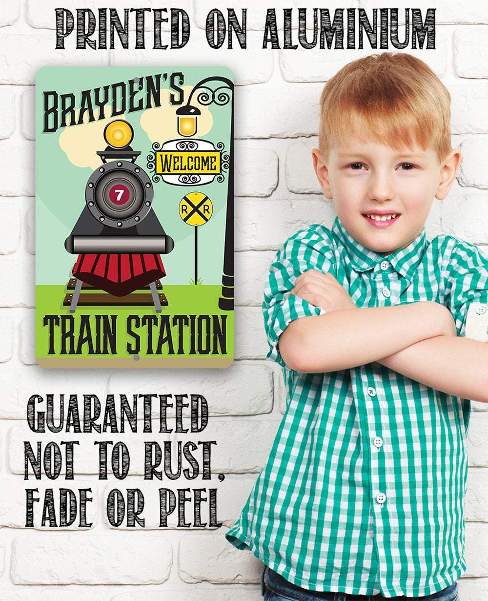 Personalized - Train Station - Metal Sign