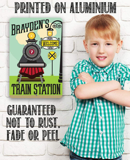 Personalized - Train Station - Metal Sign