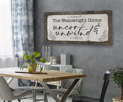 Personalized - Uncork And Unwind - Canvas