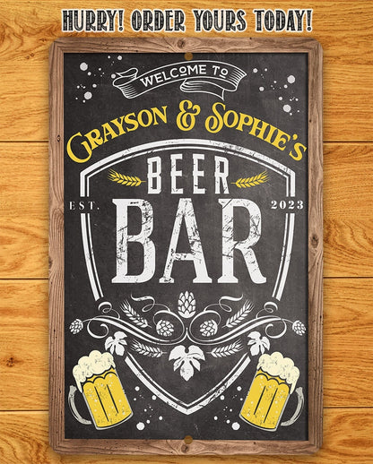 Personalized - Welcome To Beer Bar - Metal Sign