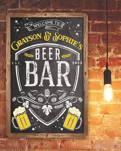 Personalized - Welcome To Beer Bar - Metal Sign