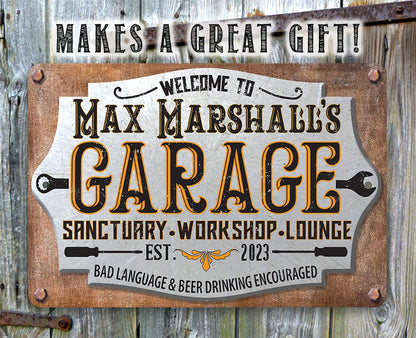 Personalized - Welcome to Garage - Metal Sign